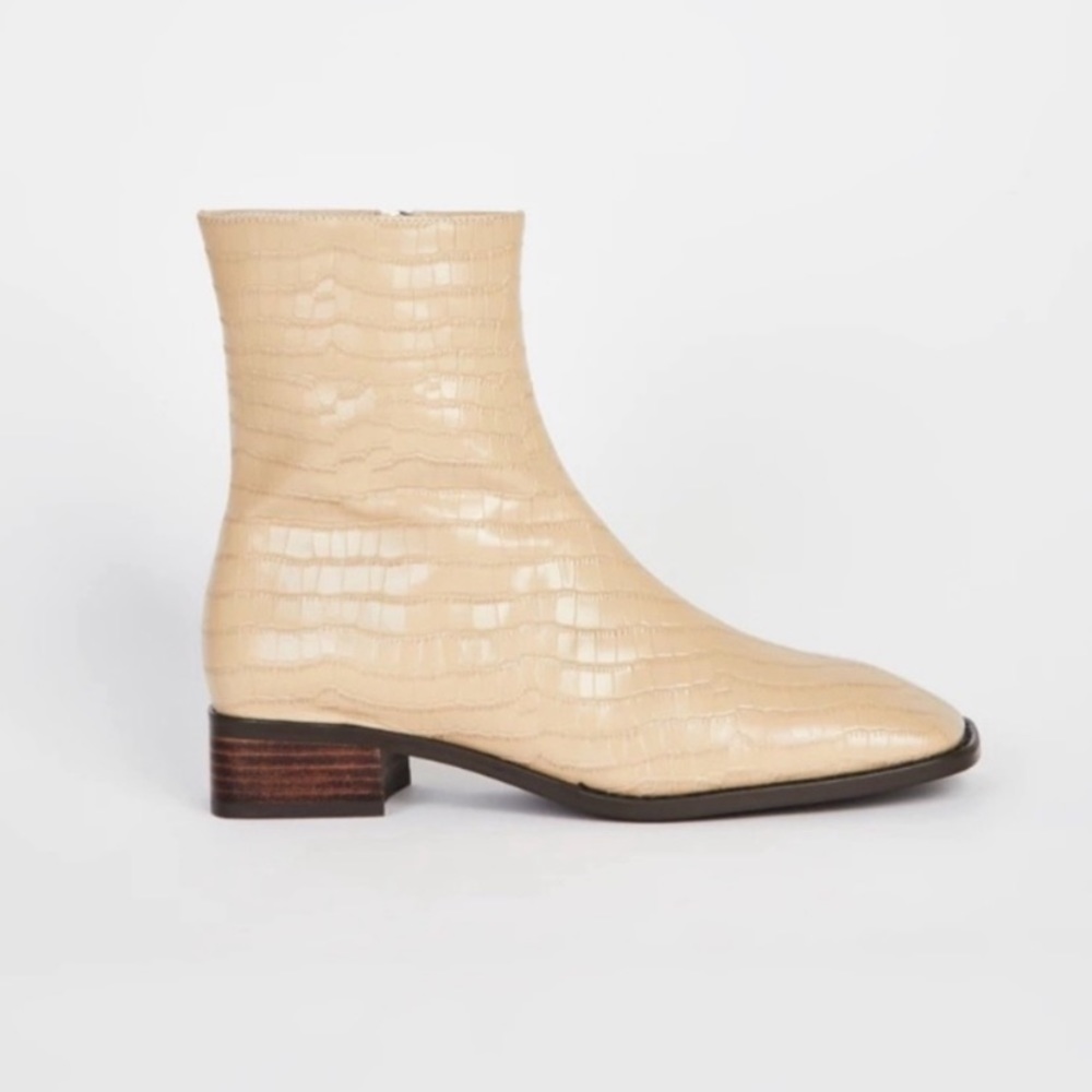 Intentionally Blank Tour Boot in Cream Croc Leather, Size 8